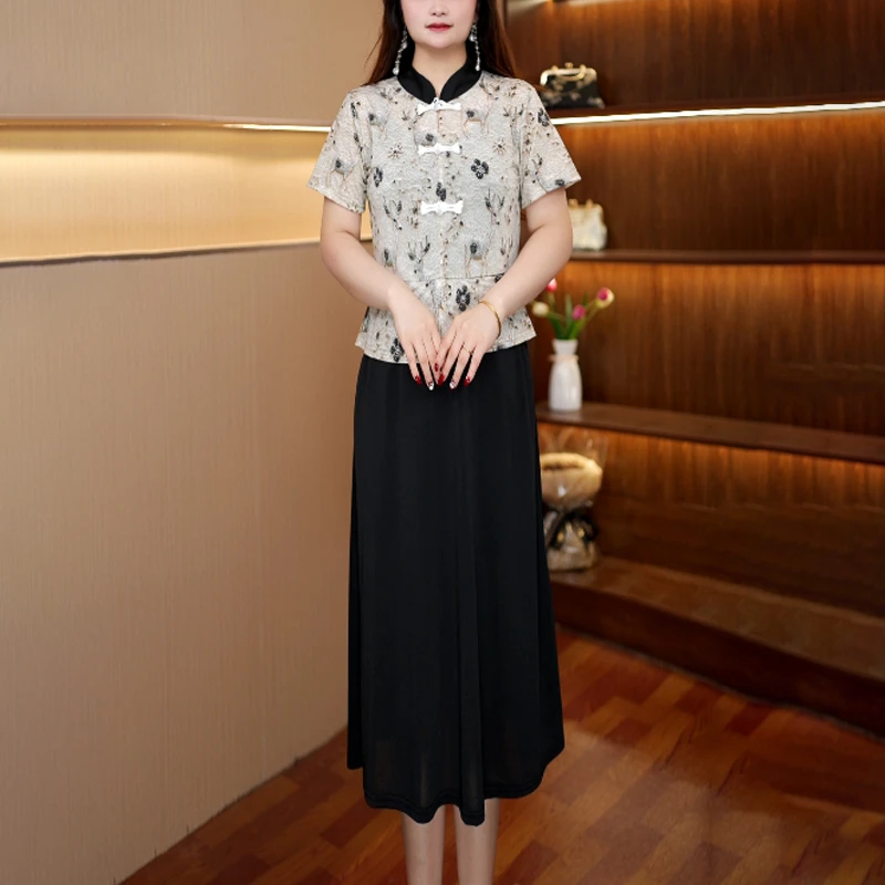 [一鹿生花假两件]新款百搭显瘦连衣裙女中长款381