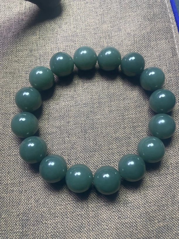 和田玉青玉卡14手串