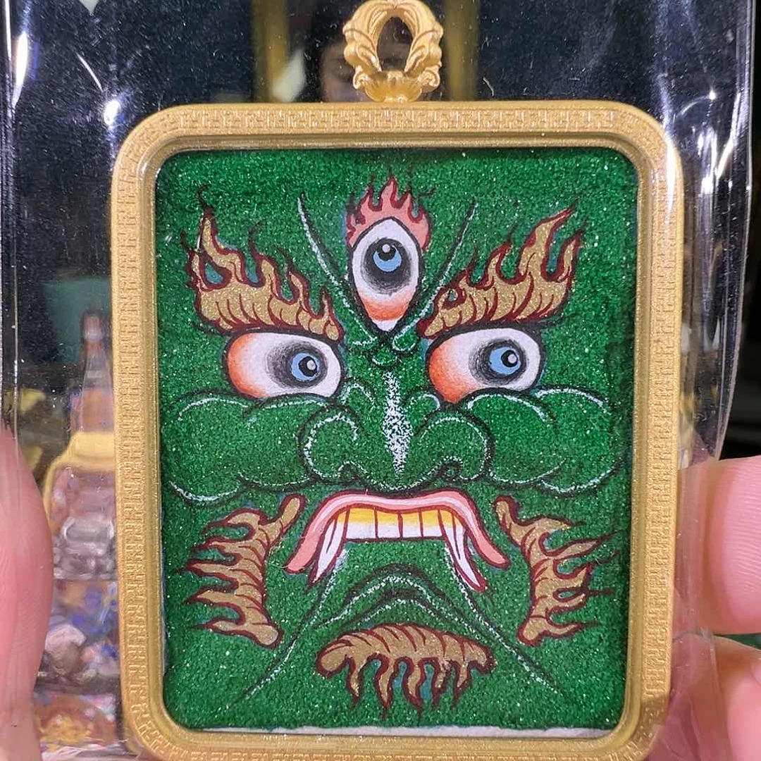 吊坠绿财面热贡唐卡