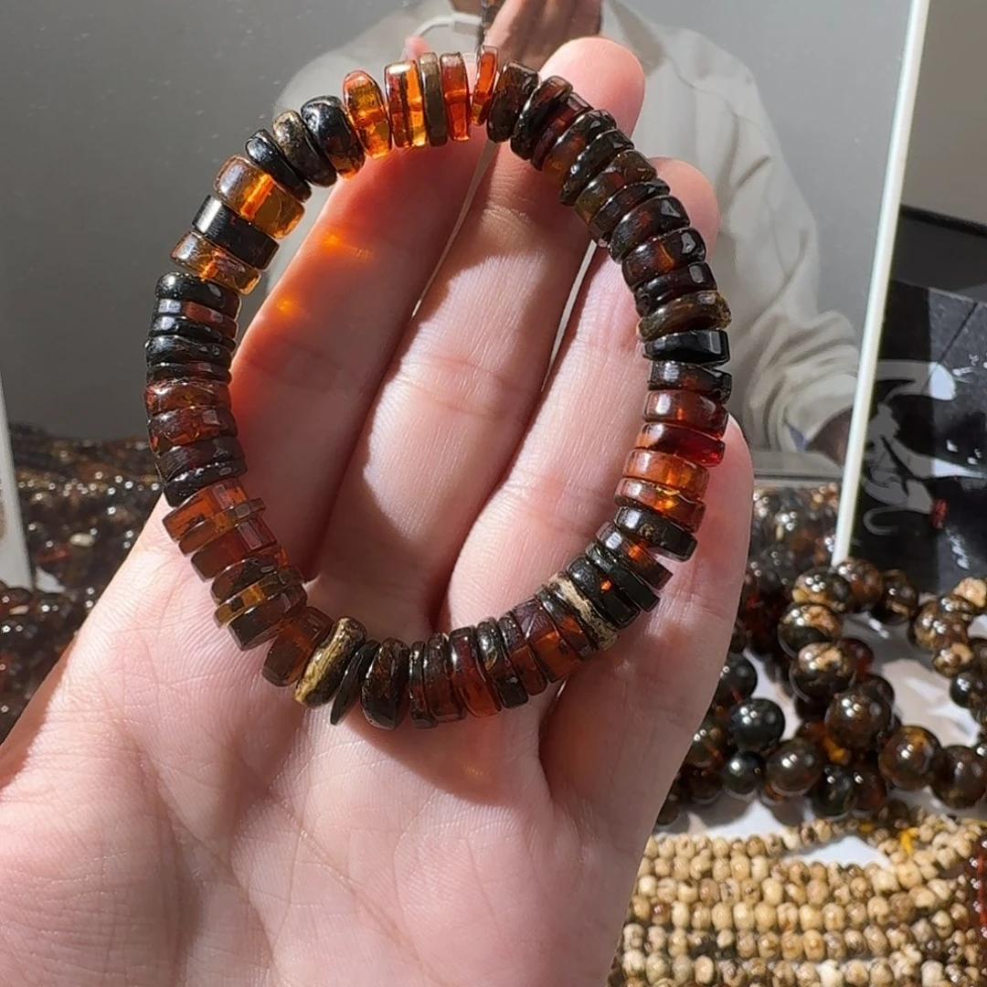 琥珀未镶嵌裸石抚顺琥珀9mm切片