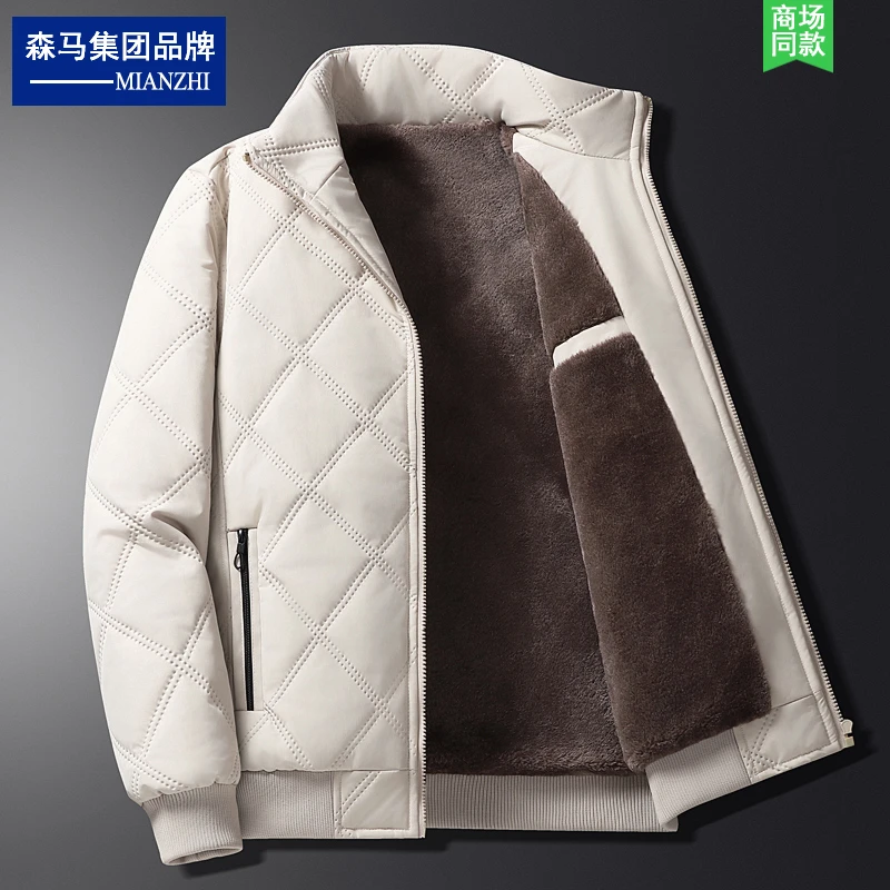 森马集团棉致加绒加厚夹克外套男款冬季立领防风棉服防寒保暖棉衣