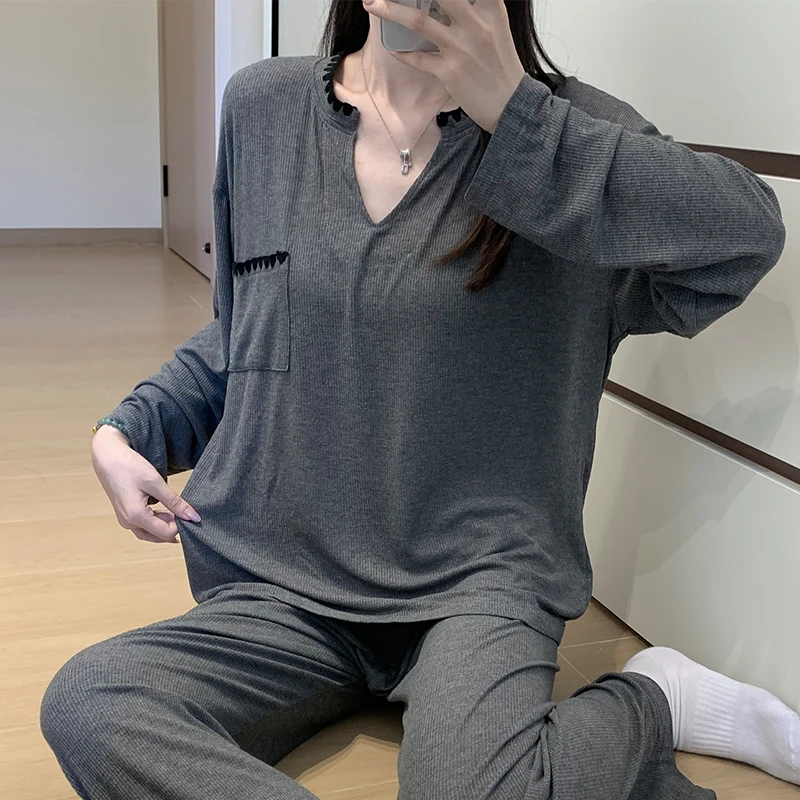 Meng luan/梦鸾睡衣女春秋款简约风高级感长袖长裤秋冬季家居服