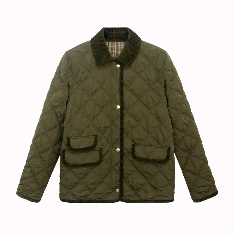 [转角专属] 翻领秋季短外套老钱风菱格女夹克冬季秋冬休闲潮流