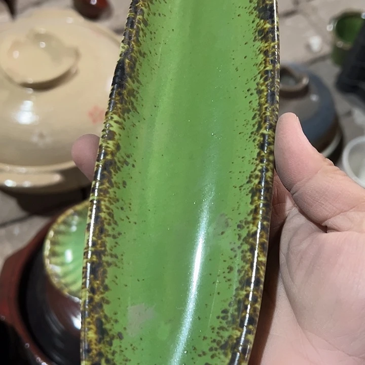 瓷粗瓷蓝色长盘一支