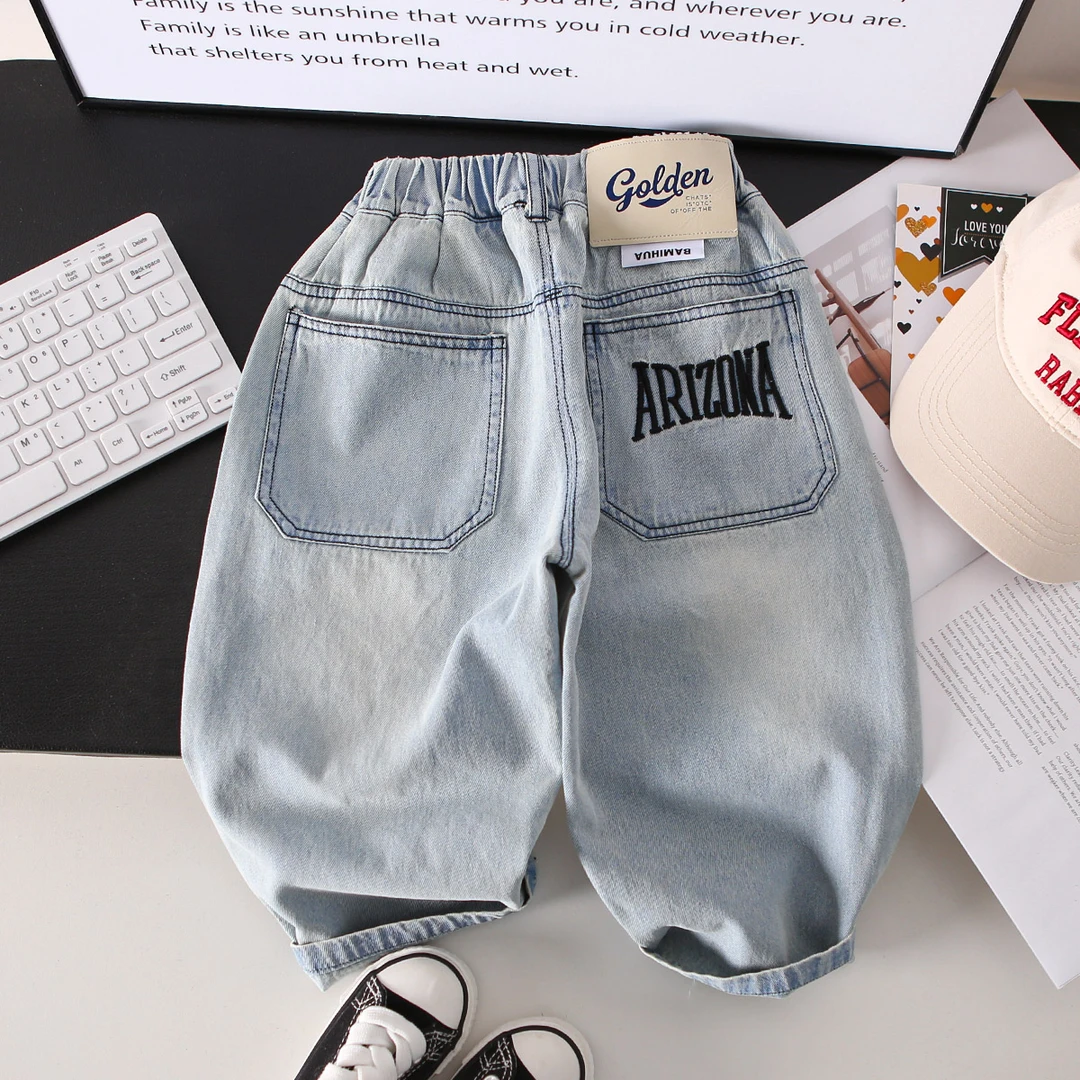 男童夏季薄款牛仔裤韩版洋气儿童休闲裤夏装轻薄宝宝洋气阔腿长裤