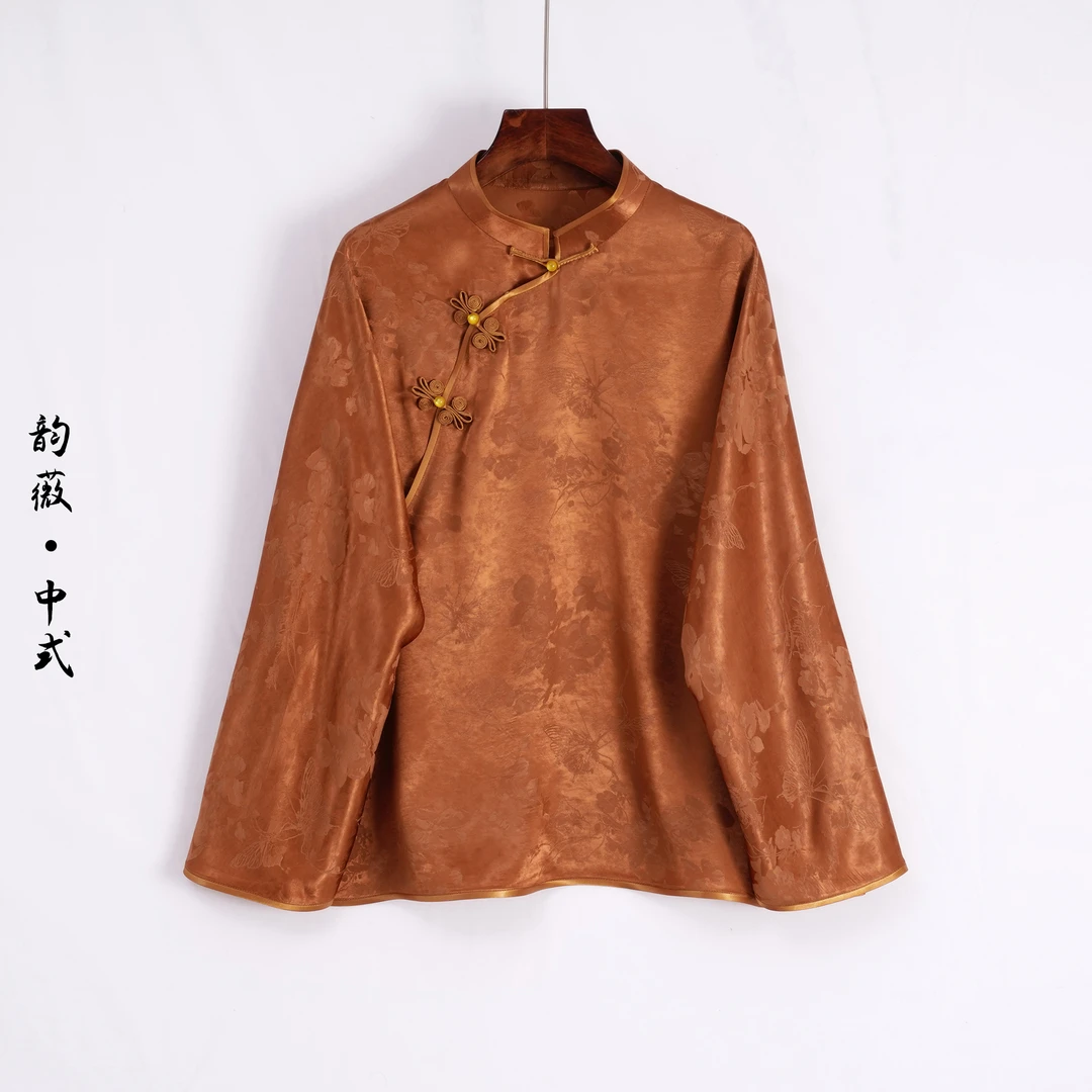 韵薇•中式女装常规新中式长袖中国风传统复古上衣日常百搭10677