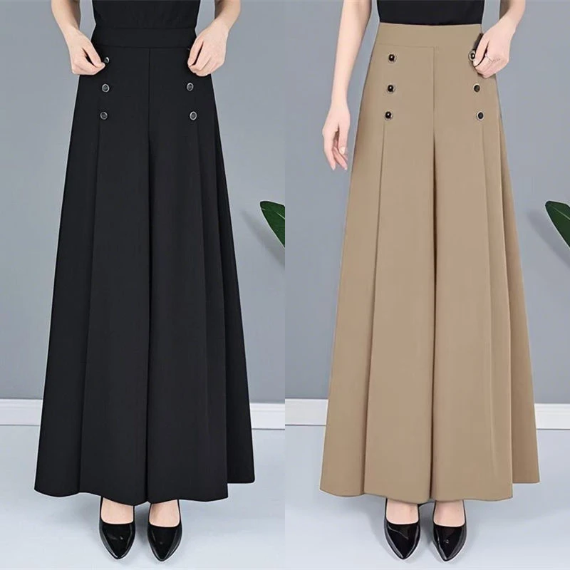 2025夏季薄款大码裙裤妈妈九分中年高档垂感阔腿裤女宽松休闲新款