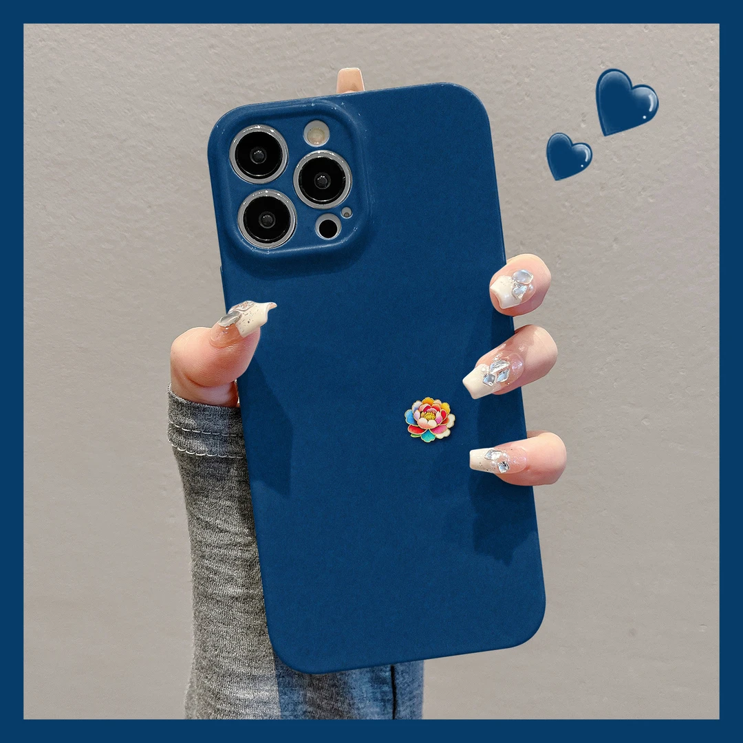 极简山茶花适用苹果17手机壳华为纯色vivo小米15全包16oppo菲林壳