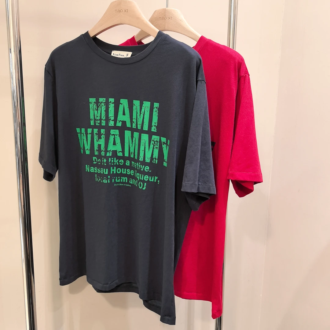 X美式MIA英文休闲短裤印花夏季T恤百搭时尚上衣潮流