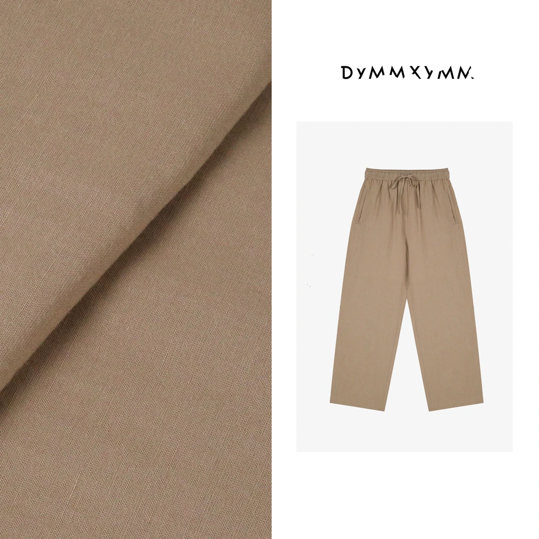 【DYMMXYMM】- .夏款极简风松紧腰抽绳卡其蓝双色长裤-W25663-1