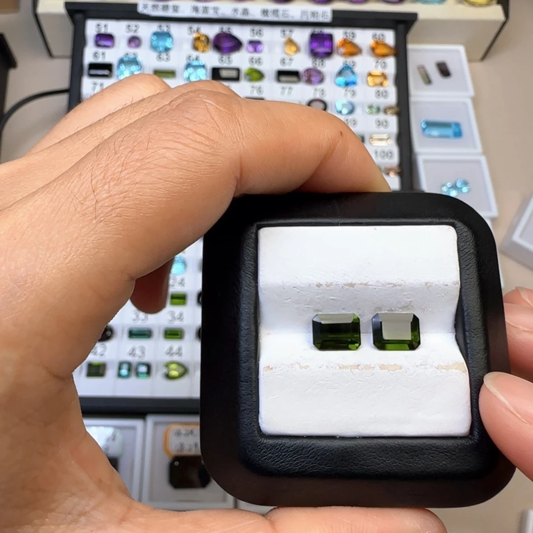 珠宝半成品未镶嵌碧玺天然 一对3.05克拉