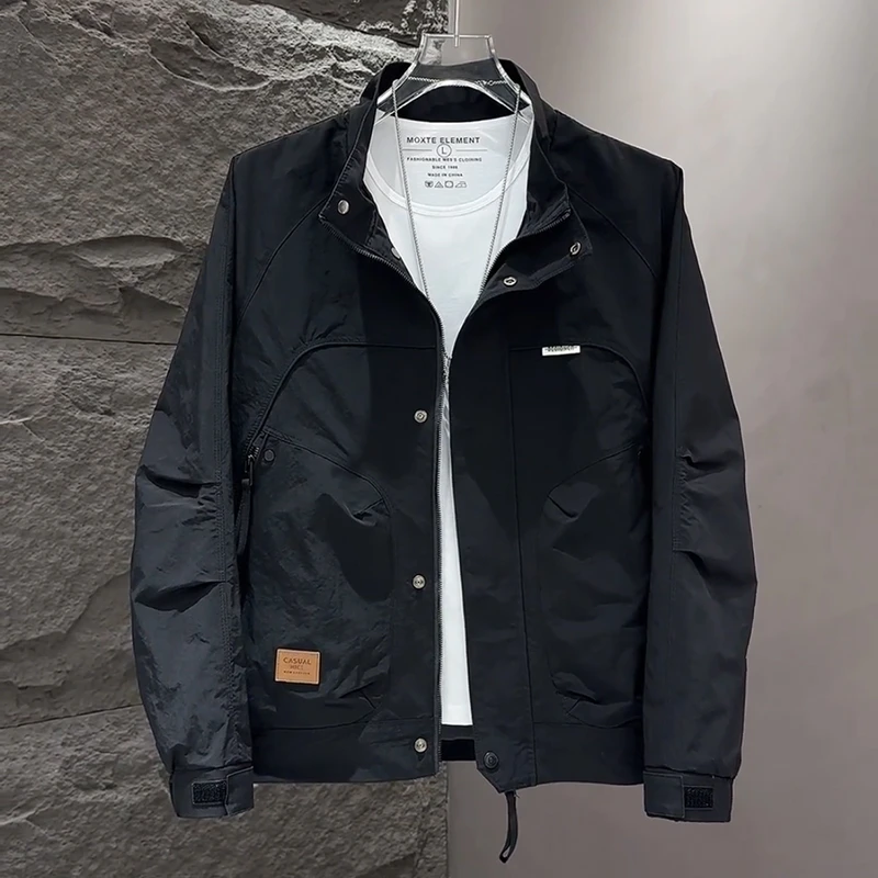 美式工装立领夹克男装外套2025春季休闲外套百搭潮流青年衣服宽松