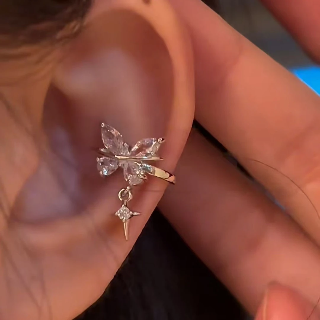 合金耳饰 一箭穿心爆闪爱心耳骨夹2025新款精致高级感无耳洞耳夹