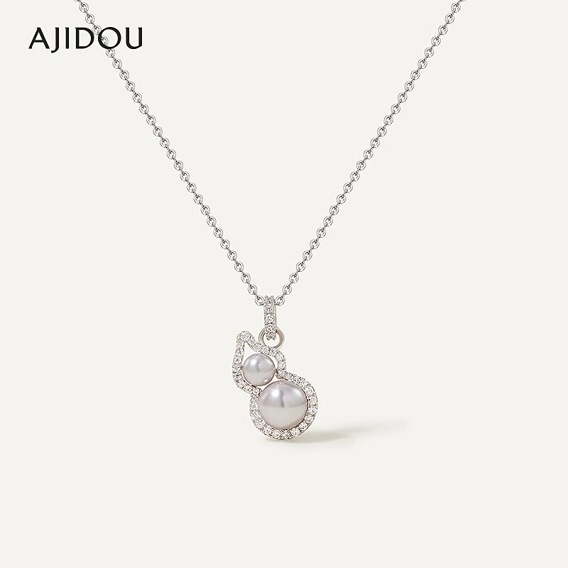 非金属合成锆石项链 .AJIDOU阿吉豆时尚珍珠福禄葫芦项链