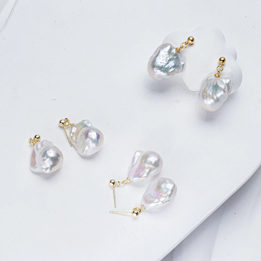 【认真卷】天然淡水中巴洛克耳坠简约百搭保色（多样性发货发一）