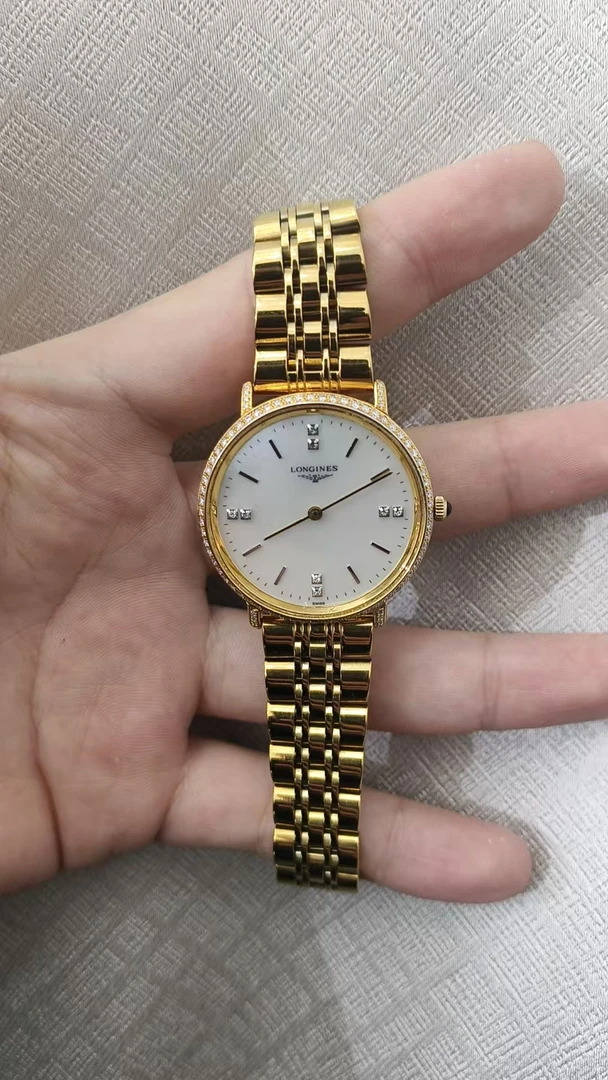 95新 Longines/浪琴 石英表后镶钻盘34腕18/256101400