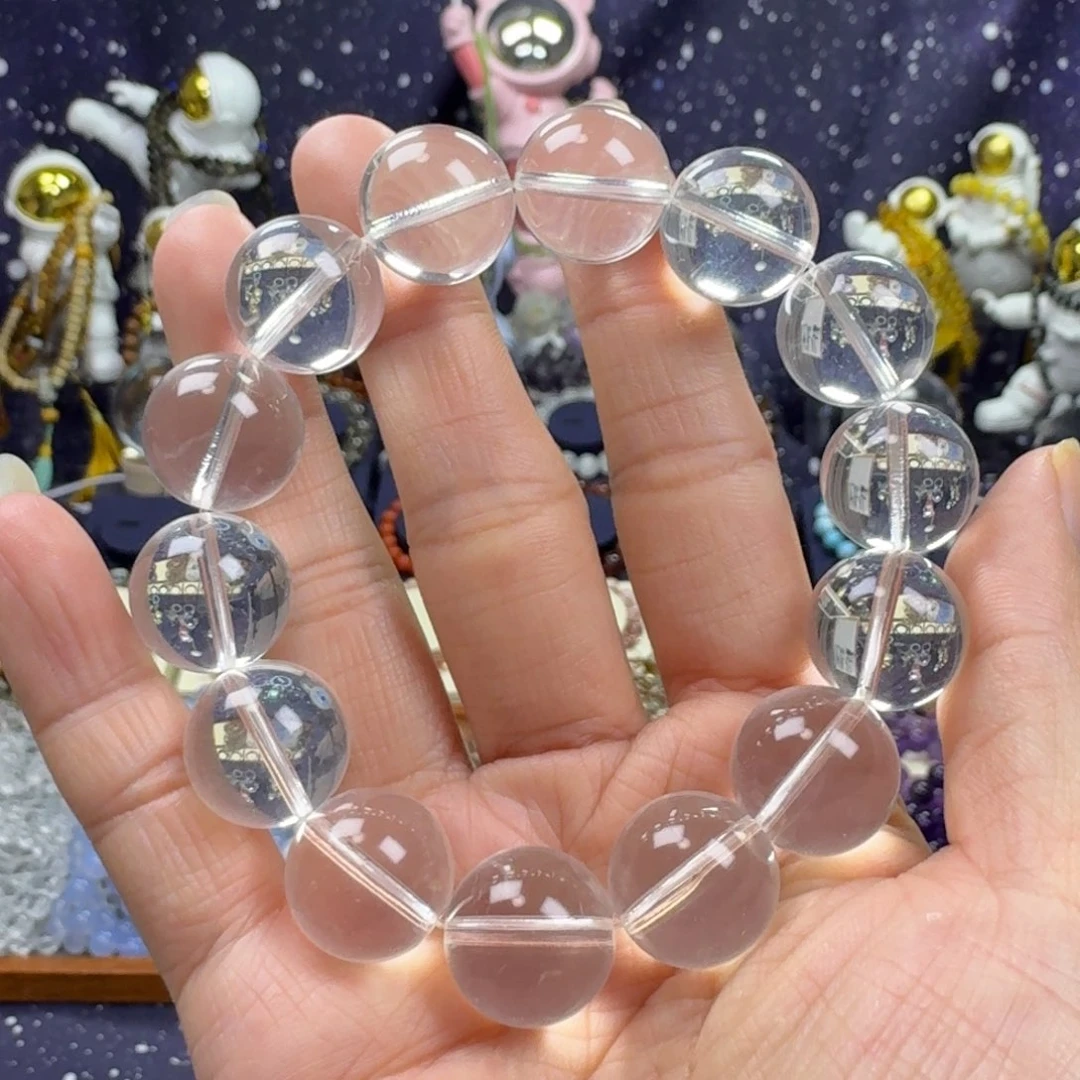 水晶手串未镶嵌紫*淡奶白水晶手串