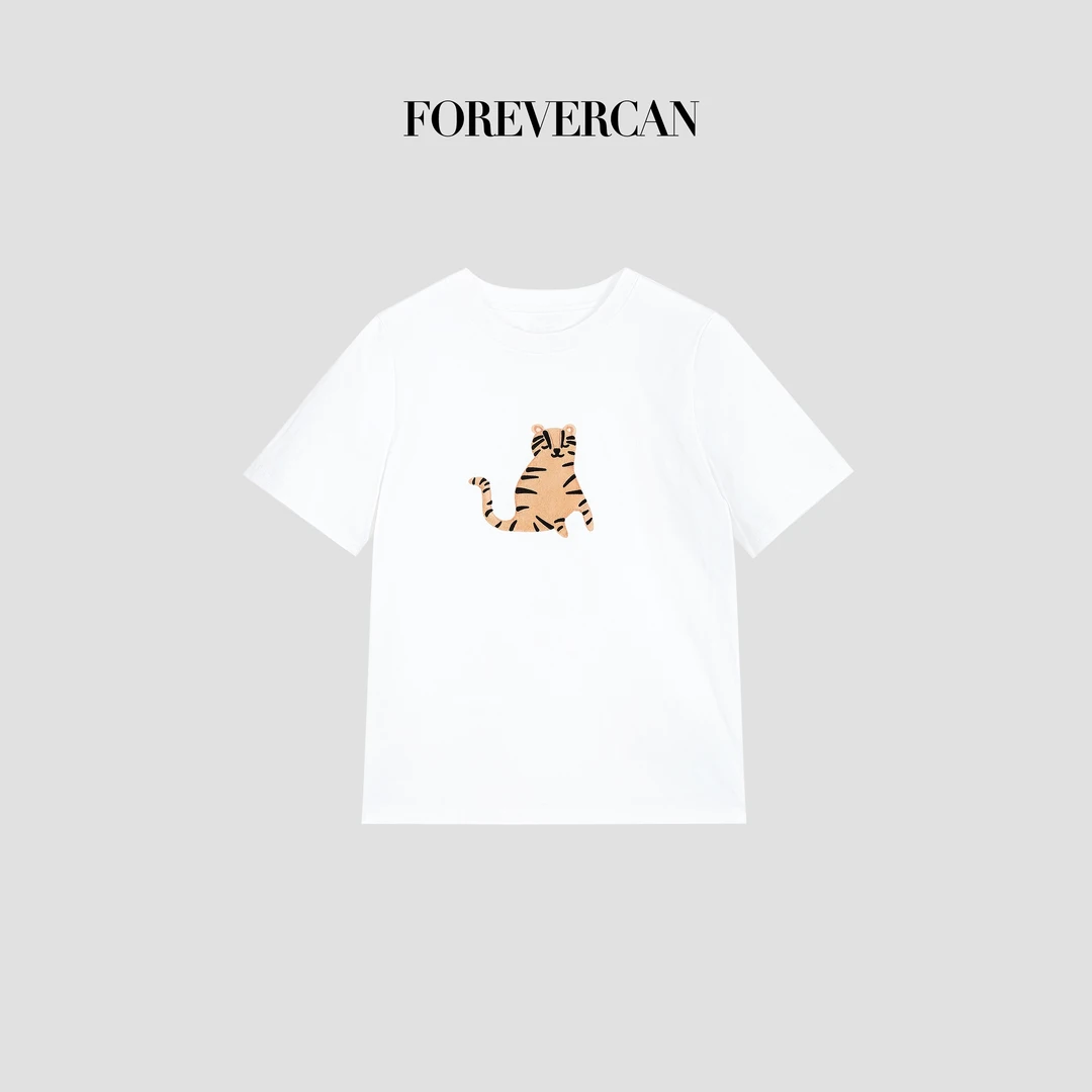 FOREVERCAN“虎虎生威”童趣感小老虎图案短袖T恤上衣 ST16683