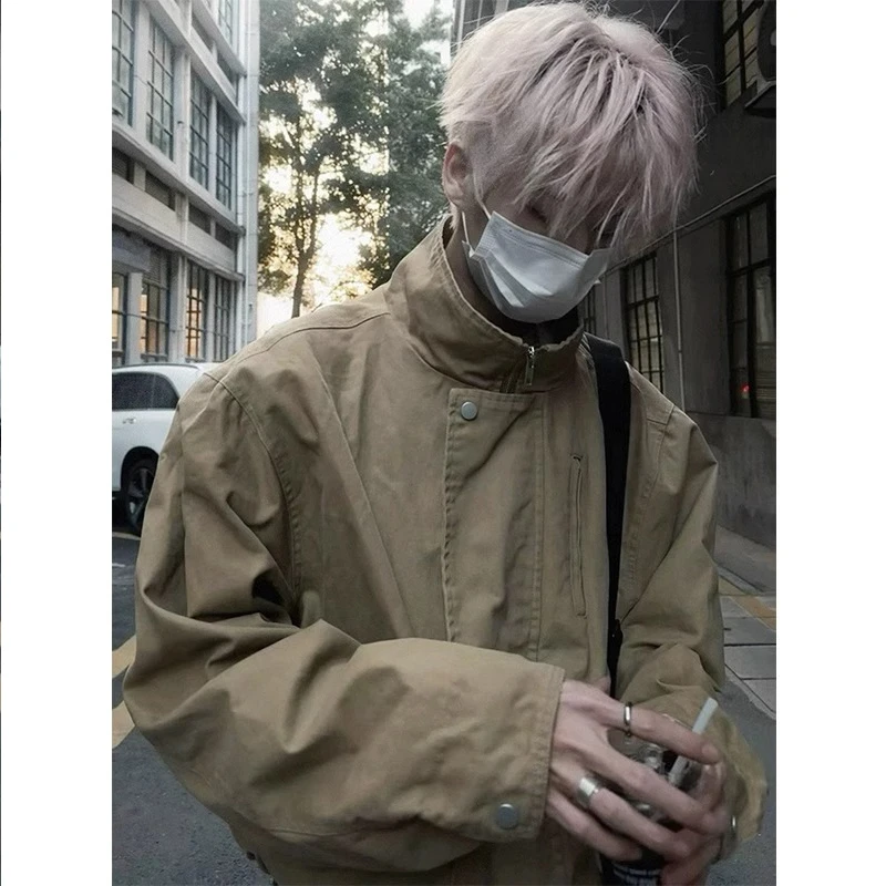 巴恩风美式复古cleanfit短款工装外套男高街bomber哈灵顿飞行夹克