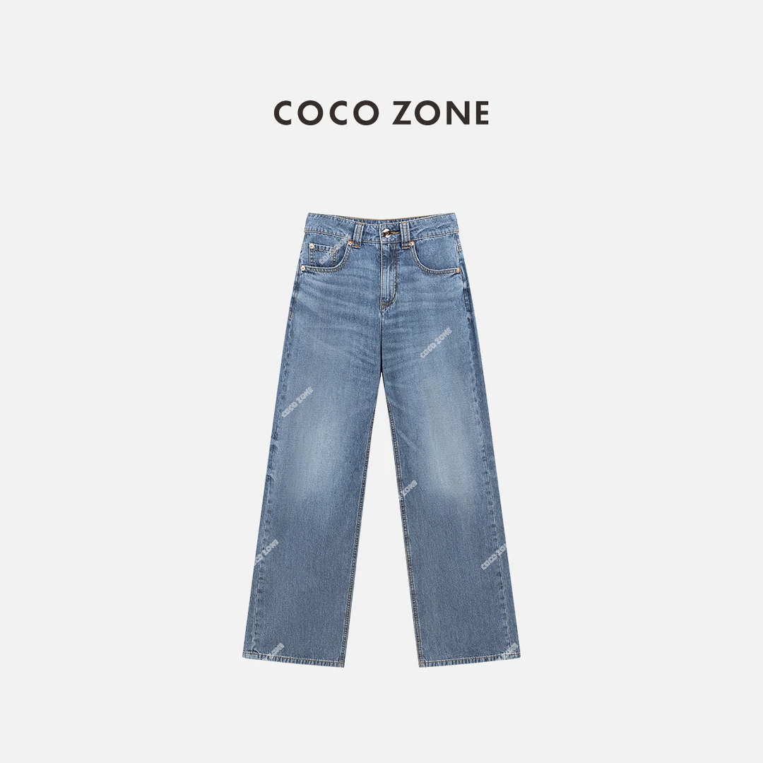 COCO ZONE 刘一一 夏季简约显瘦牛仔裤百搭休闲直筒裤CC1C1591