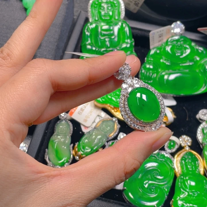 翡翠银S925镶嵌吊坠(不含链)