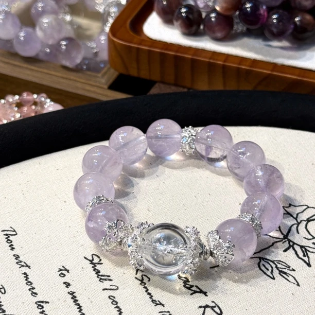 「直播间专属」1143 薰衣草紫14mm+白水17mm 水晶手串