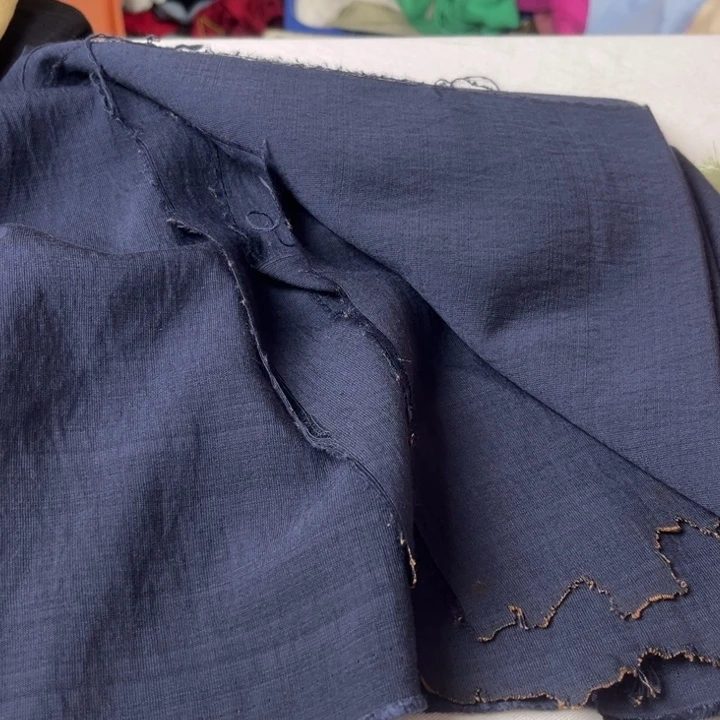 棉混纺藏青麻棉2米