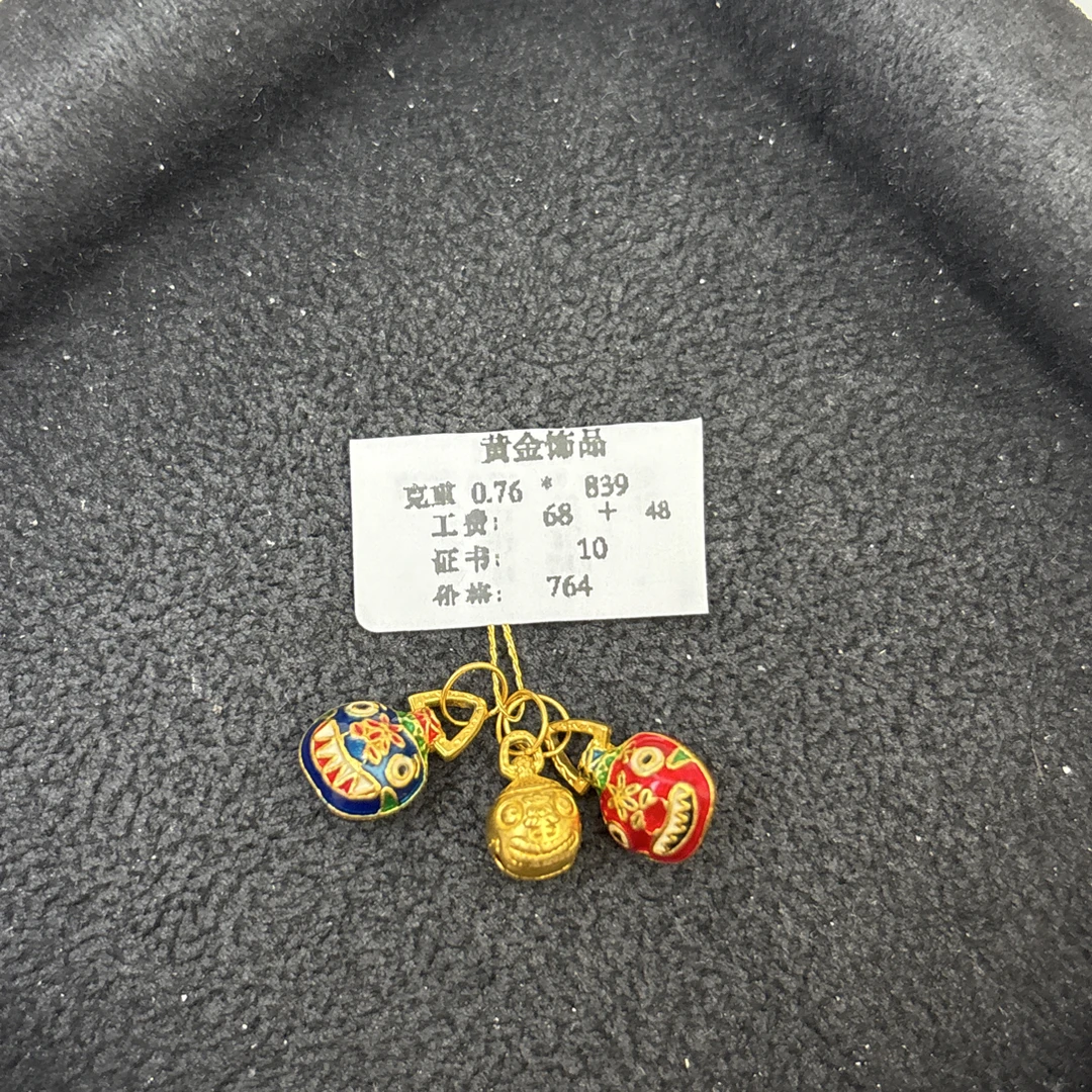 B076吞一家三口足金999【主图有克重】