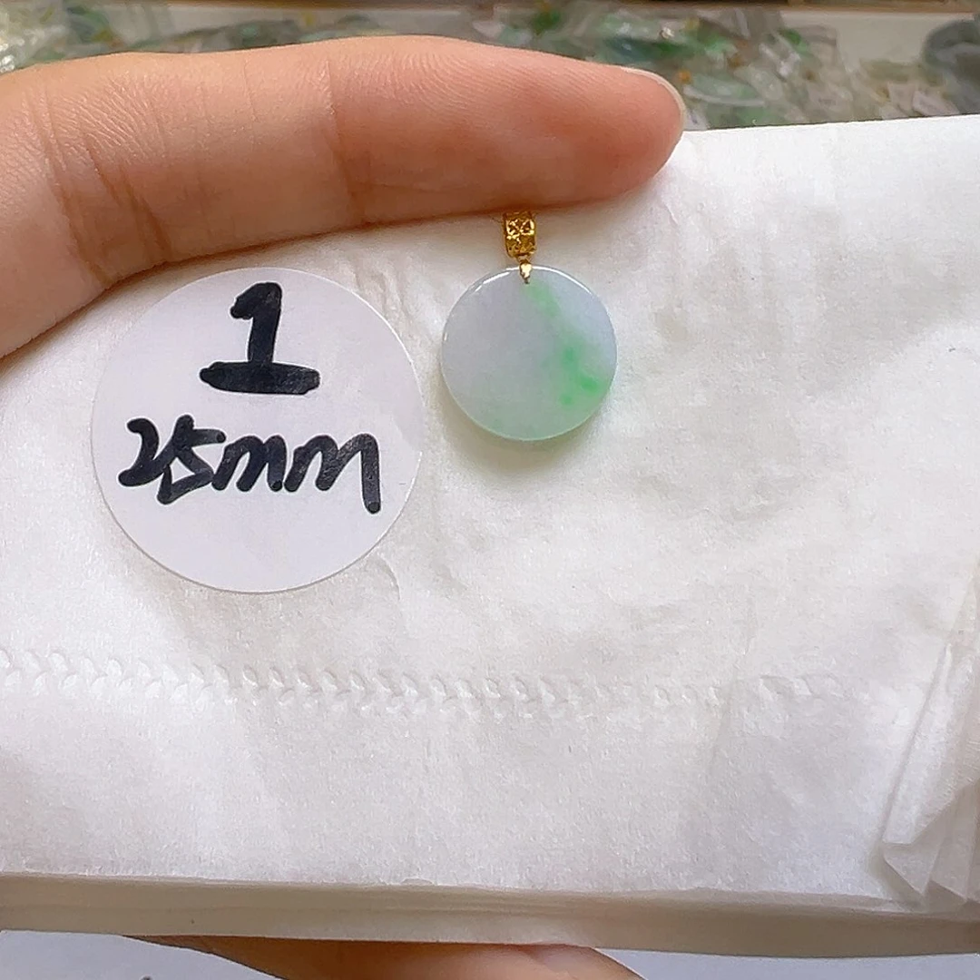 翡翠18K金镶嵌吊坠(不含链)翡翠