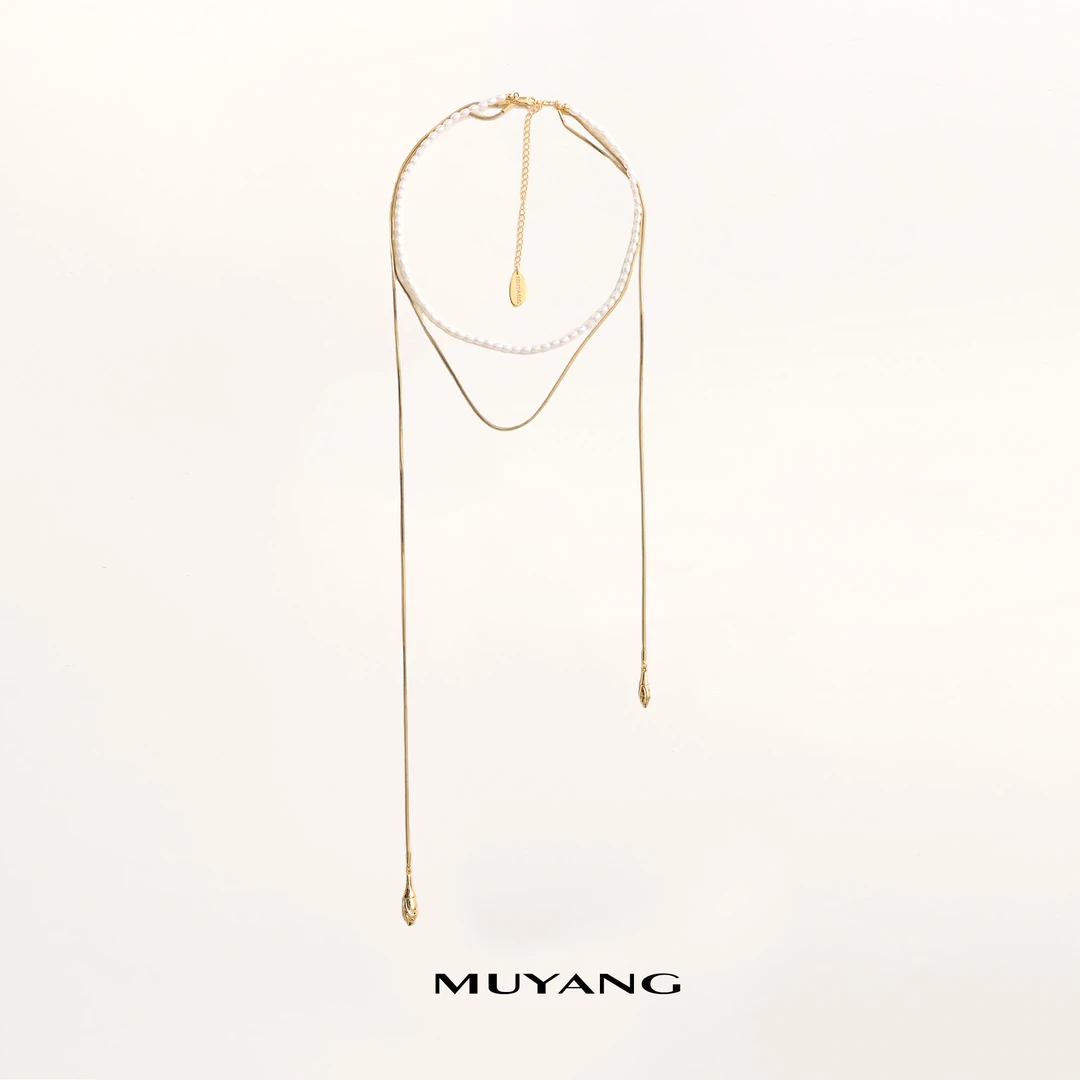muyang/慕阳 铜合金仿珍珠项链 时尚气质百搭长款个性稚珠项链