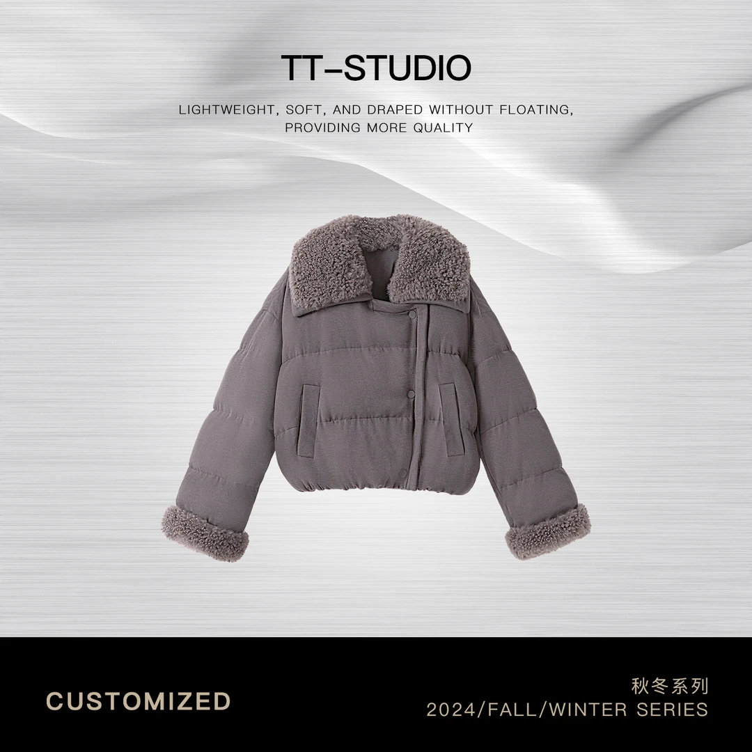 TT【雪纳瑞】90%白鹅绒山羊毛绒毛领保暖羽绒服轻薄TT-MYFL24474