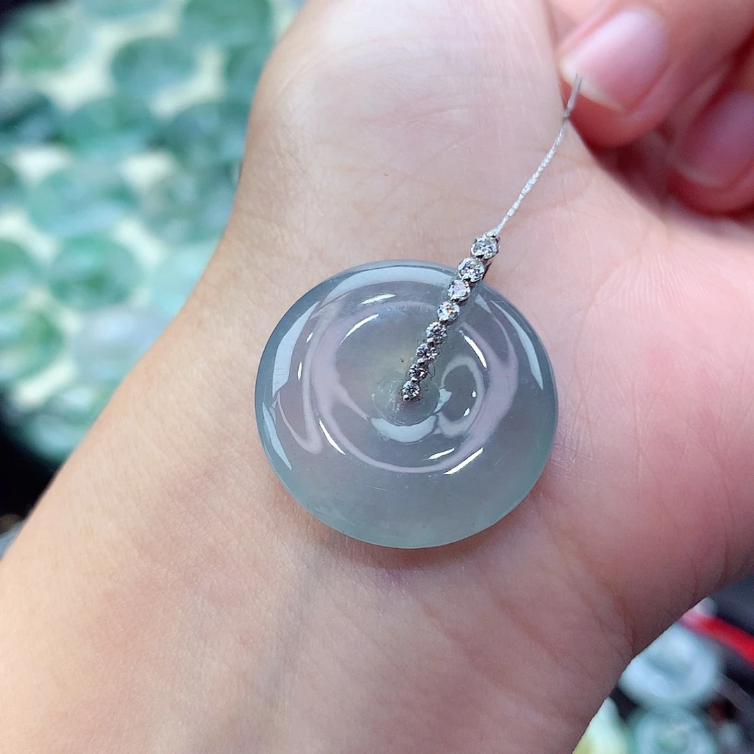 翡翠18K金镶嵌颈饰编号4-尺寸22.9/5