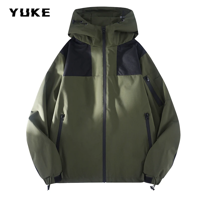 【YUKE】休闲宽松拼色户外夹克春季男女百搭连帽运动外套拼接撞色
