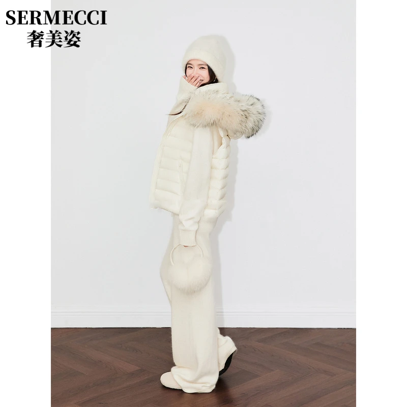 奢美姿大品牌绗缝设计女高级感大毛领无袖马甲羽绒服叠穿时尚女