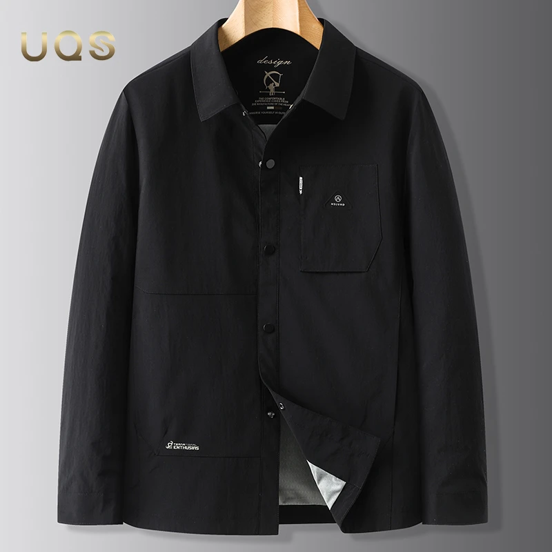 大码男装翻领秋季夹克外套宽松舒适简约基础百搭气质轻奢百搭休闲