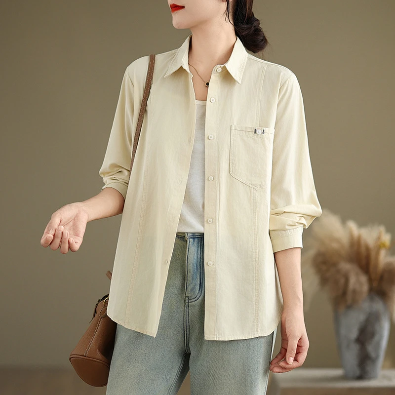 wyss6941文艺风棉麻衬衫外套女2025秋季新款时尚洋气宽松显瘦上衣