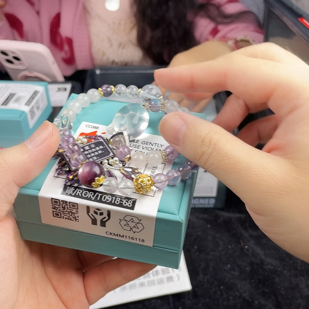 手串水晶银S925镀金镶嵌