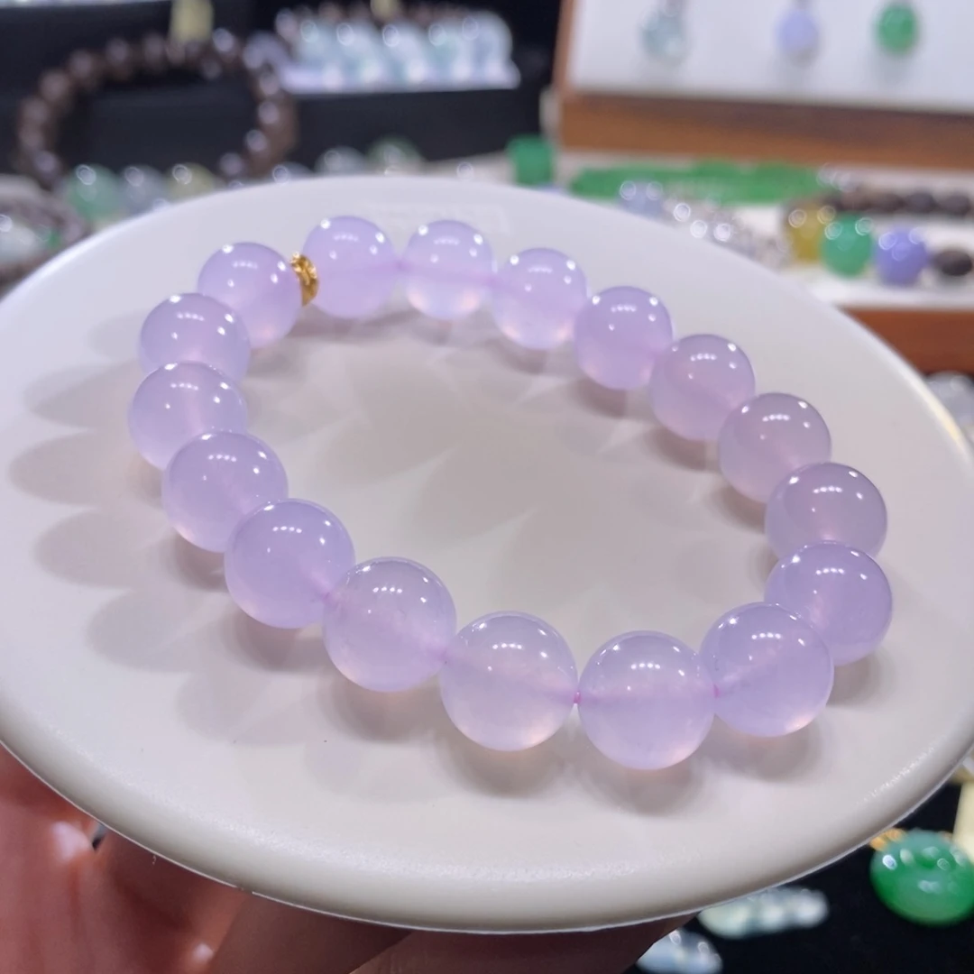 翡翠未镶嵌手串冰粉紫手串卡11+