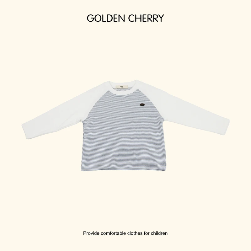 【Golden cherry】儿童条纹拼接egg小标洋气卫衣qdd091