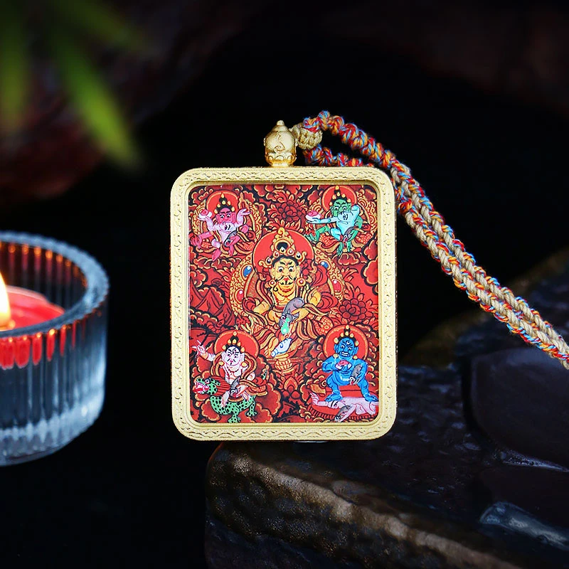 手绘·五路财神唐卡吊坠【5706VT】