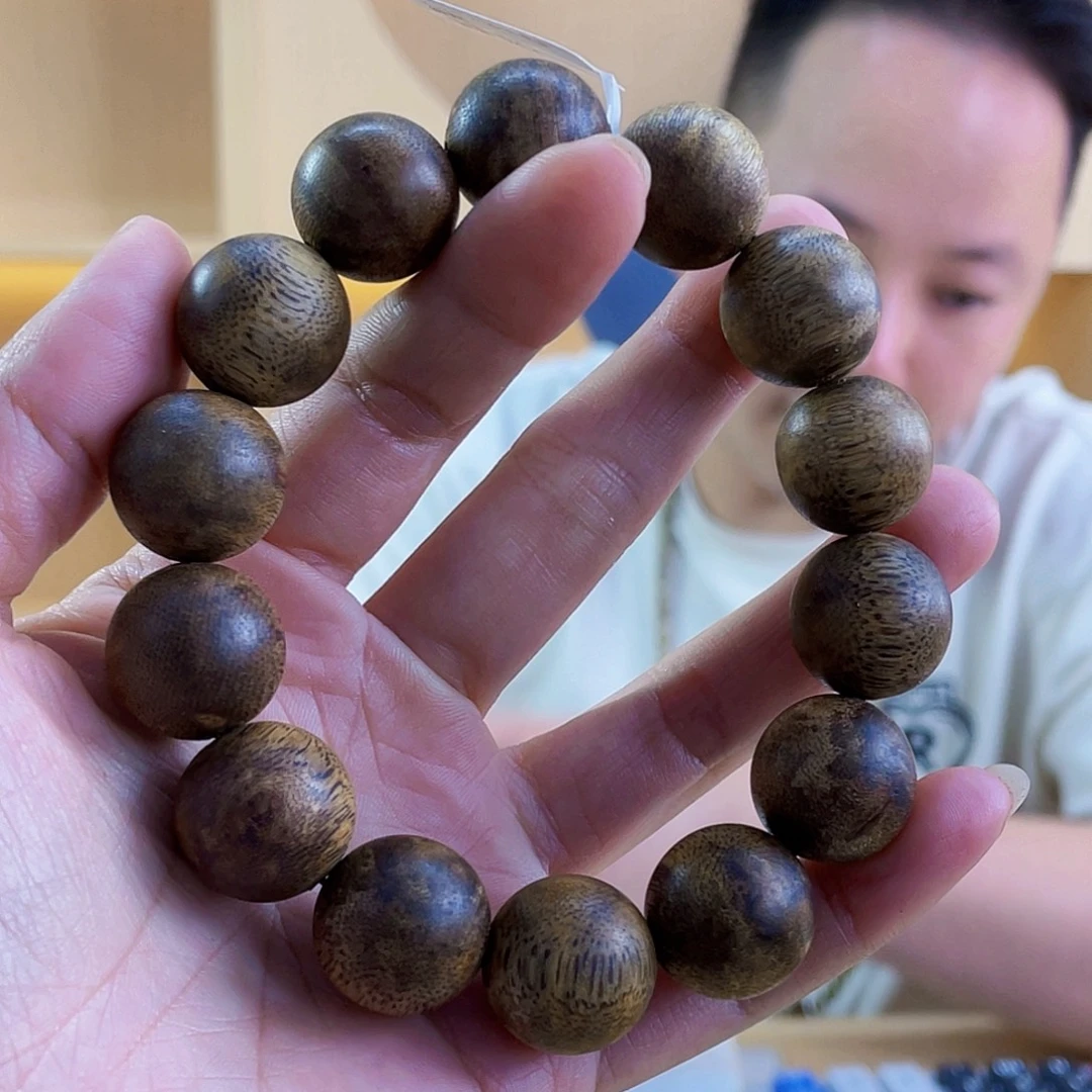 沉香碎屑沉香天然母树白棋圆珠单圈1.7/26克多样性发一