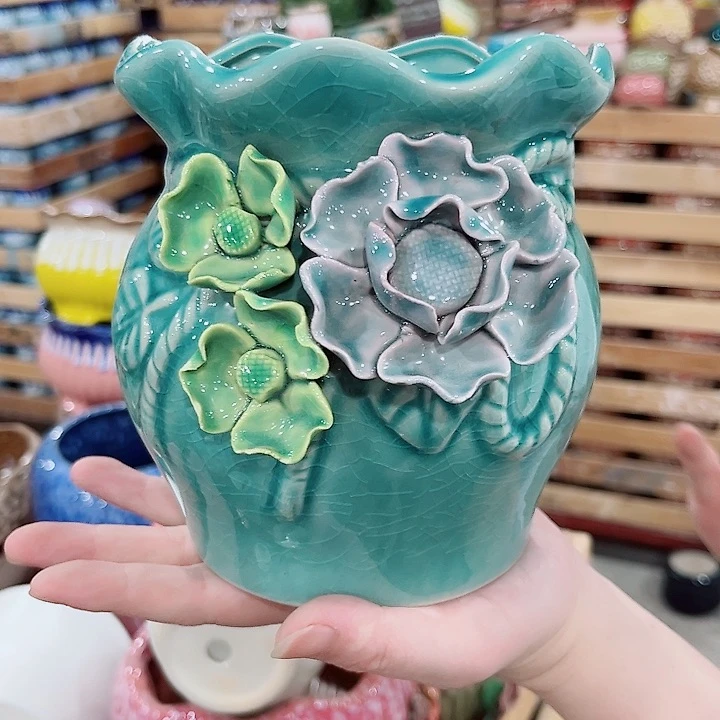 有孔.凑单10元陶瓷花盆发货！