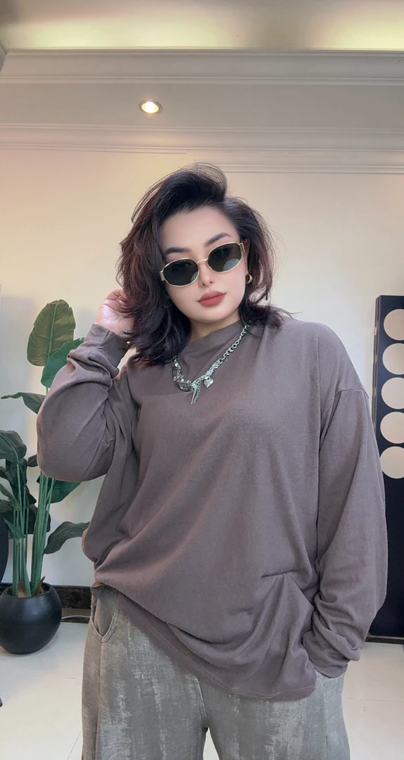 简约长袖设计感T恤