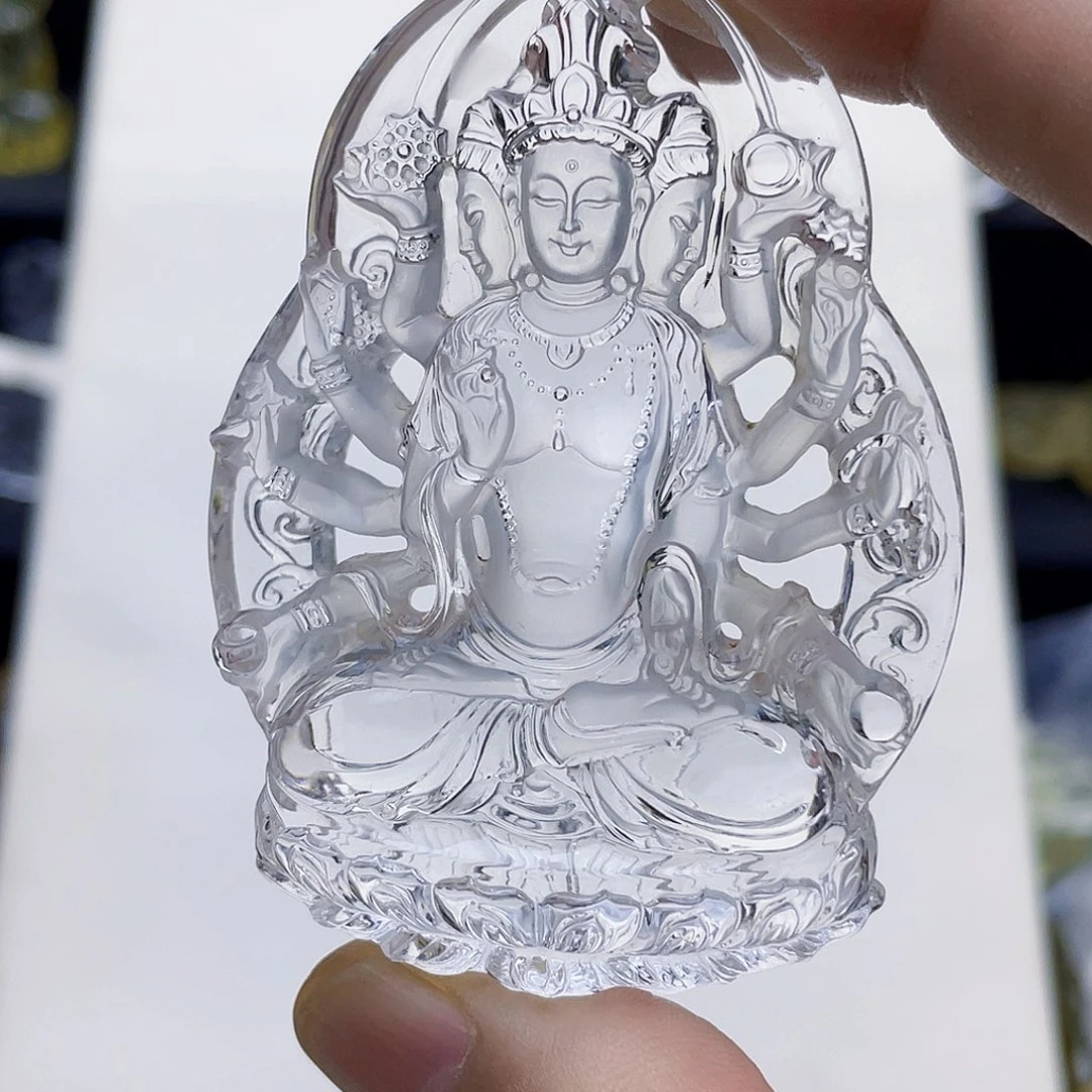 志***店未镶嵌水晶颈饰白水晶大师精雕千手观音