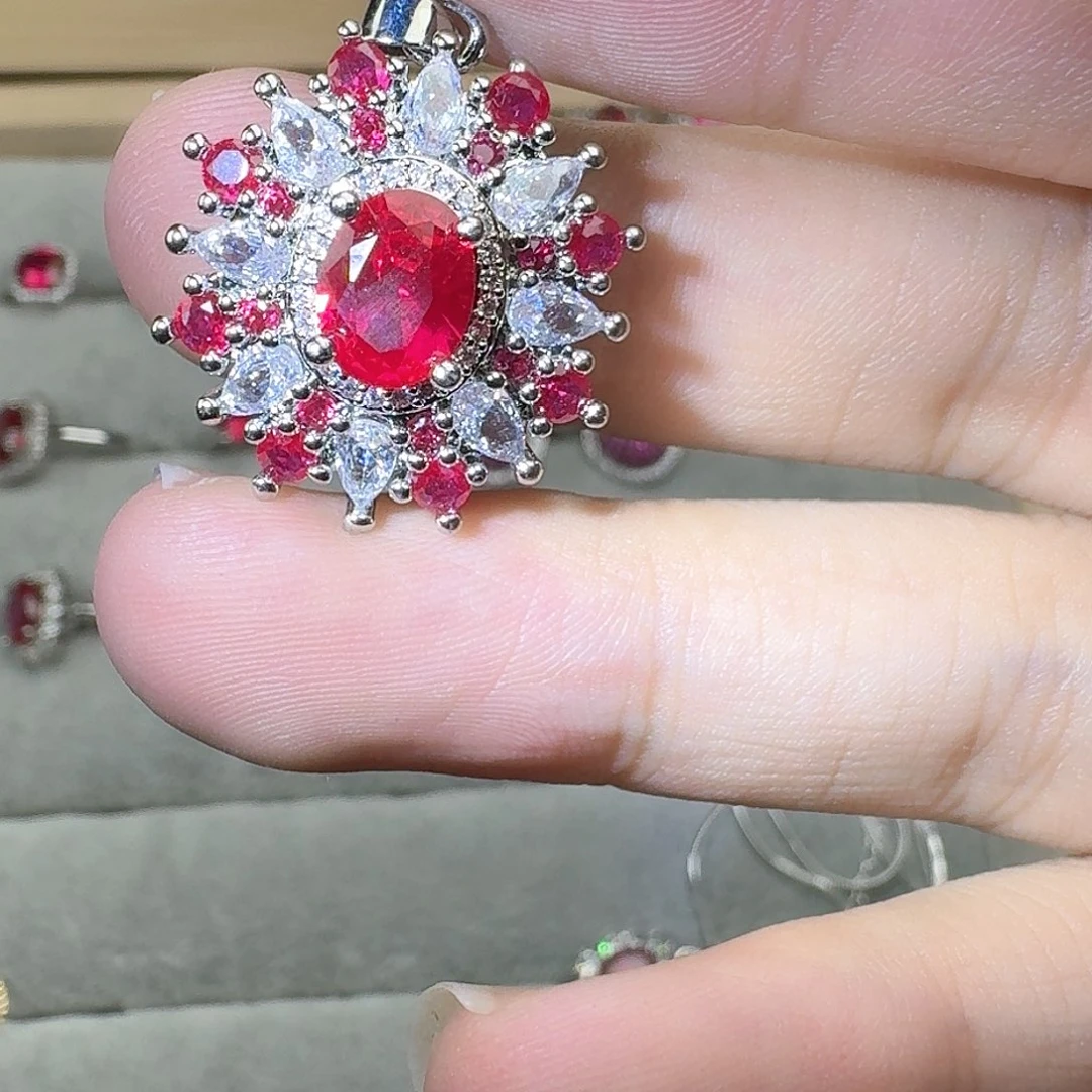 芙蓉石戒指银S925镶嵌