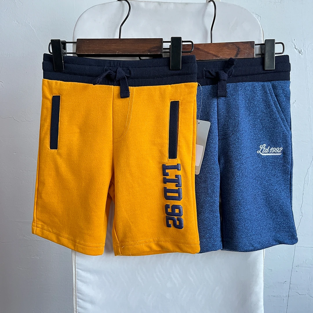 H666-F1童装100-130码欧美儿童小毛圈五分裤休闲裤男女童夏季外贸