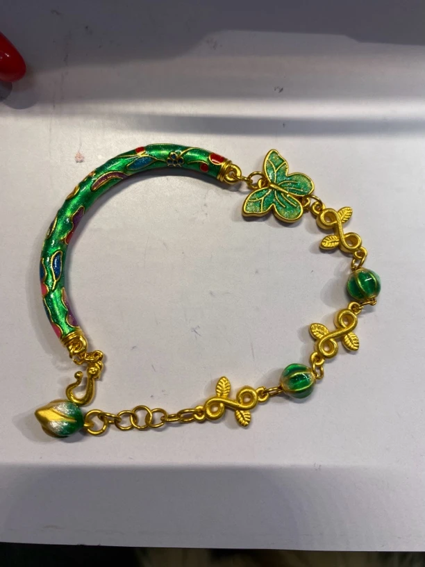 足金999烧蓝蝴蝶手链