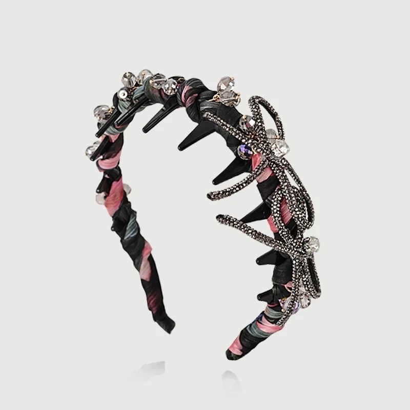 韩系碎花蝴蝶结波浪发箍女轻奢高级感头箍洋气百搭高颅顶发卡1778