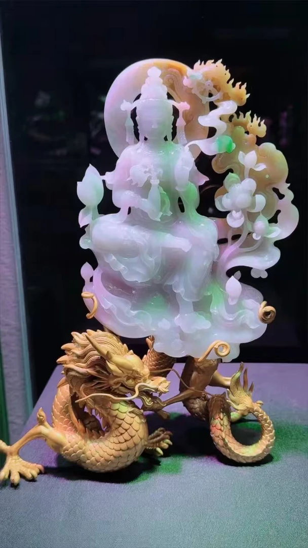 缅甸翡翠摆件雅竹颂壶