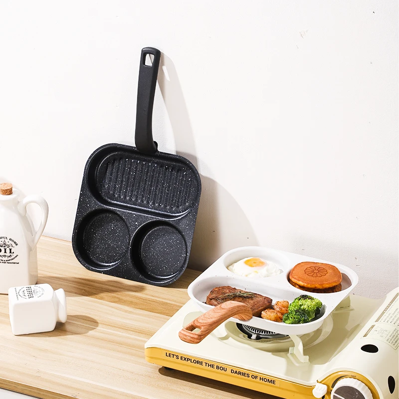 新款煎锅煎蛋锅三合一铸铁煎蛋神器牛排平底不粘锅鸡蛋汉堡早餐锅